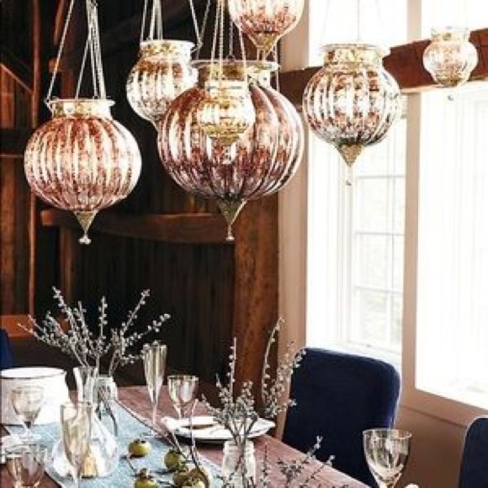 Anthropologie Mercury Glass Hanging Lanterns (3)